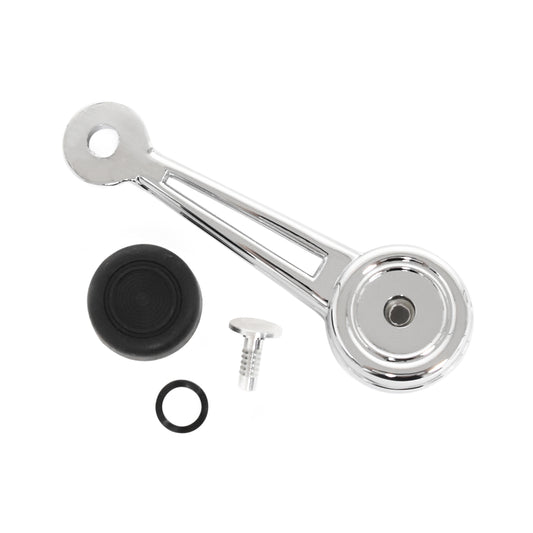 Chrome Door Window Handle | Black Knob | LH or RH | 1968-69 Ford Mustang