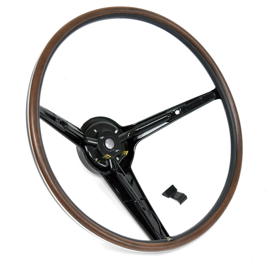 Rim-Blow Steering Wheel | 3 Spoke | Deluxe Woodgrain | 1970-73 Ford Mustang