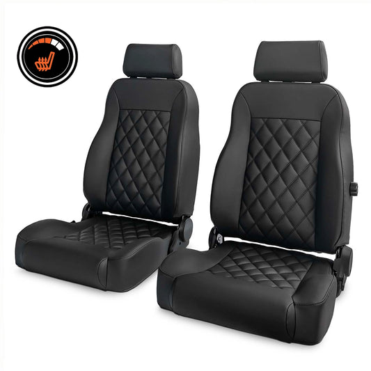 Caballo Front Bucket Seats | Black Diamond Stitch | 1965–70 Ford Mustang