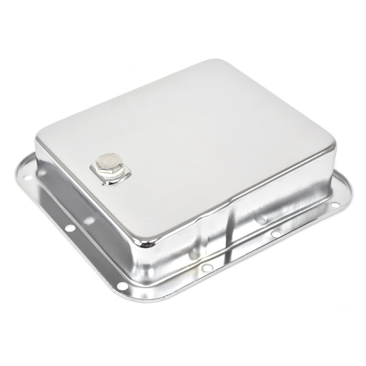 Chrome Transmission Oil Pan | With Drain Plug | C4 Automatic | 1965-73 Ford Mustang