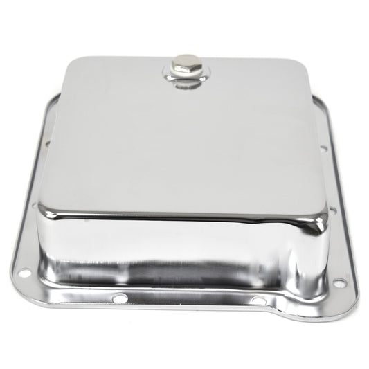 Chrome Transmission Oil Pan | With Drain Plug | C4 Automatic | 1965-73 Ford Mustang