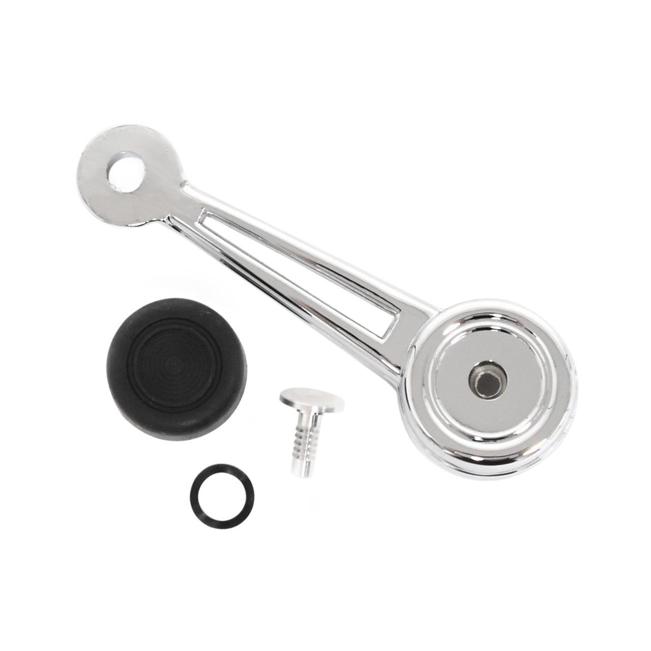 Chrome Door Window Handle | Black Knob | LH or RH | 1968-69 Ford Mustang