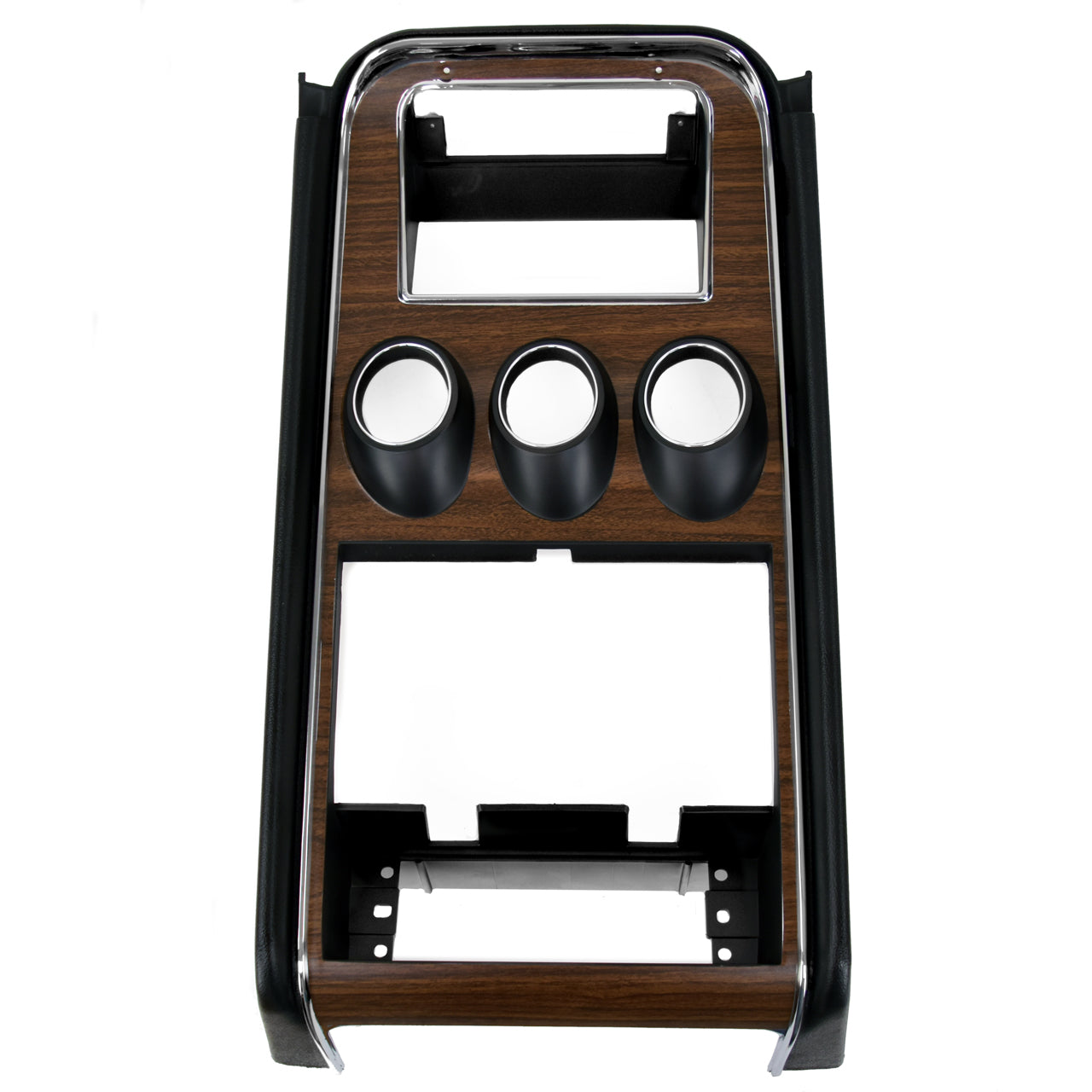 Center Dash Trim with Gauge Openings | Deluxe Woodgrain | 1971-73 Ford Mustang