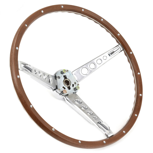 Steering Wheel | 3 Spoke | Deluxe Woodgrain | Alternator-Type | 1965-66 Ford Mustang