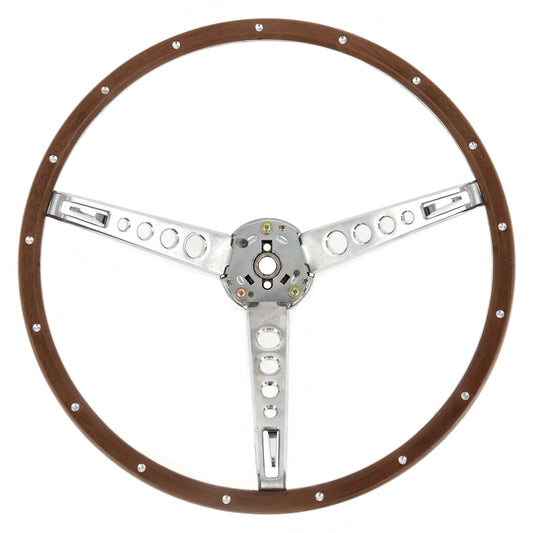 Steering Wheel | 3 Spoke | Deluxe Woodgrain | Alternator-Type | 1965-66 Ford Mustang