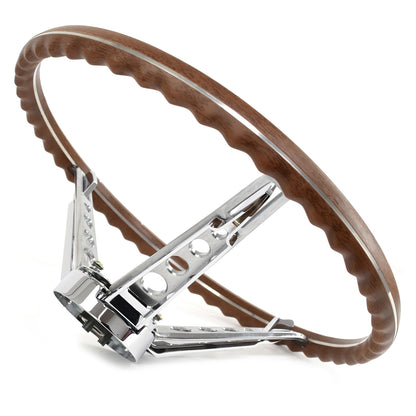 Steering Wheel | 3 Spoke | Deluxe Woodgrain | Alternator-Type | 1965-66 Ford Mustang