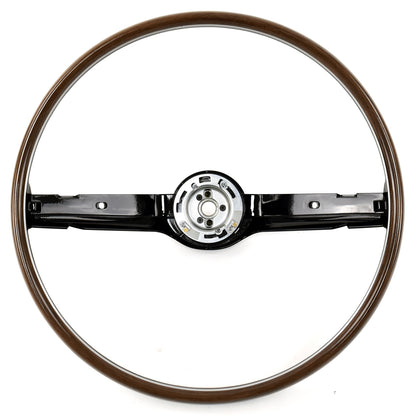 Steering Wheel | 2 Spoke | Black | Deluxe Woodgrain | 1968 Ford Mustang