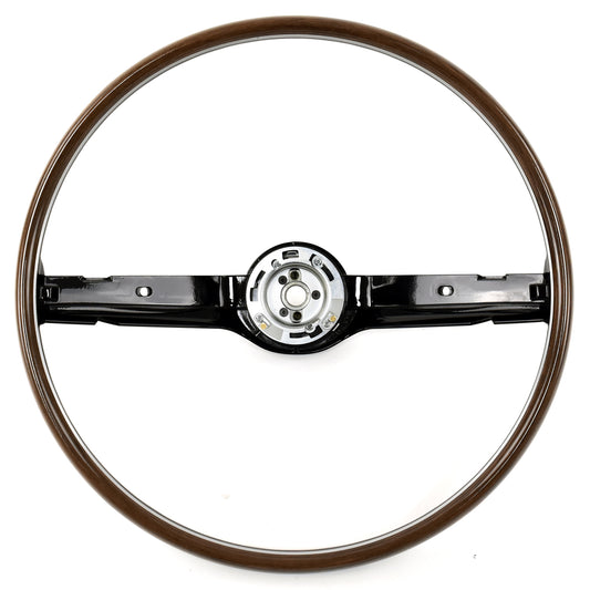 Steering Wheel | 2 Spoke | Black | Deluxe Woodgrain | 1968 Ford Mustang