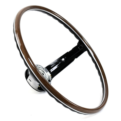 Steering Wheel | 2 Spoke | Black | Deluxe Woodgrain | 1968 Ford Mustang