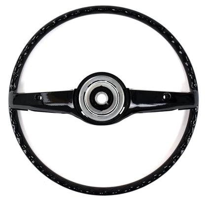 Steering Wheel | 2 Spoke | Black | Deluxe Woodgrain | 1968 Ford Mustang