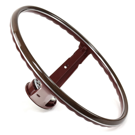 Steering Wheel | 2 Spoke | Red | Deluxe Woodgrain | 1968 Ford Mustang