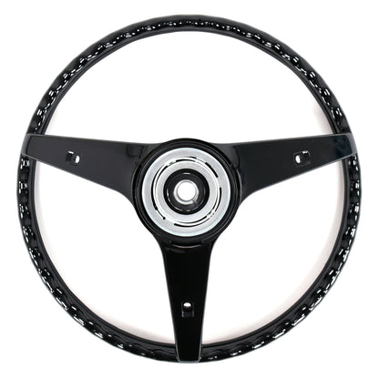 Rim-Blow Steering Wheel | 3 Spoke | Deluxe Woodgrain | 1969 Ford Mustang