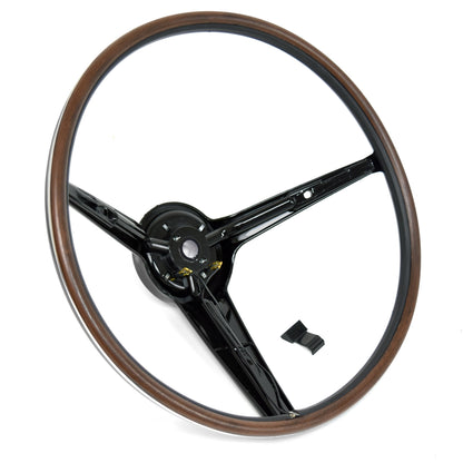 Rim-Blow Steering Wheel | 3 Spoke | Deluxe Woodgrain | 1970-73 Ford Mustang