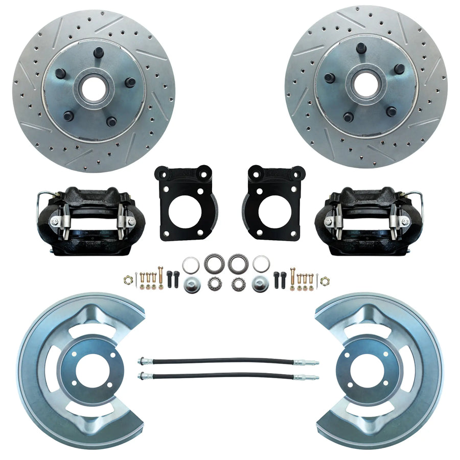1964-73 Ford Mustang Front Disc Brake Kit with Black Calipers