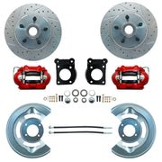 1964-73 Ford Mustang Front Disc Brake Kit with Red Calipers