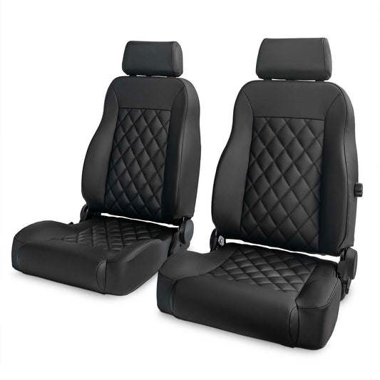 Caballo Front Bucket Seats | Black Diamond Stitch | 1965–70 Ford Mustang