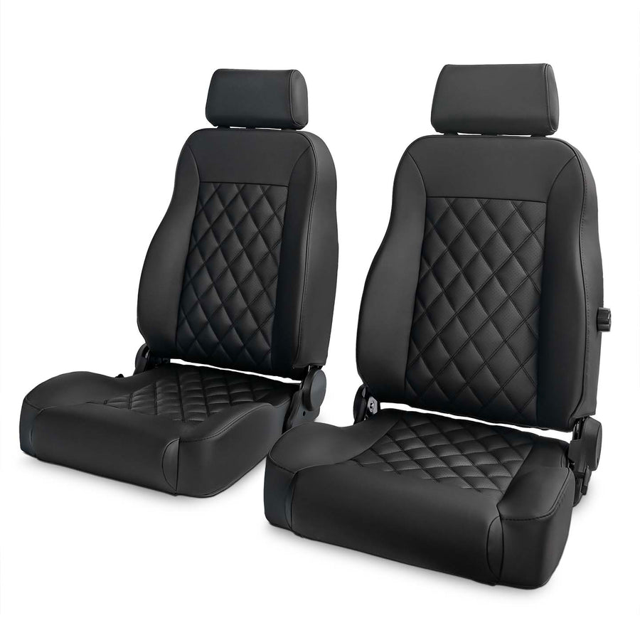 Caballo Front Bucket Seats | Black Diamond Stitch | 1965–70 Ford Mustang