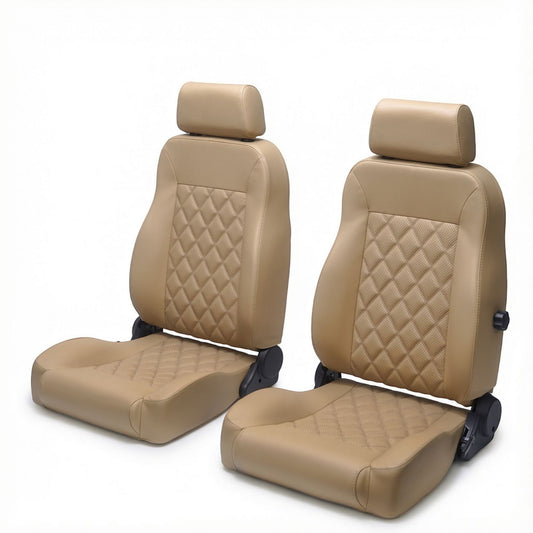Caballo Front Bucket Seats | Cashew Diamond Stitch | 1965–70 Ford Mustang