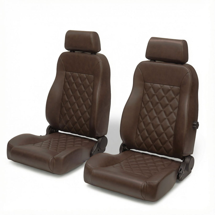 Caballo Front Bucket Seats | Espresso Diamond Stitch | 1965–70 Mustang