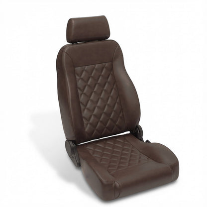 Caballo Front Bucket Seats | Espresso Diamond Stitch | 1965–70 Mustang