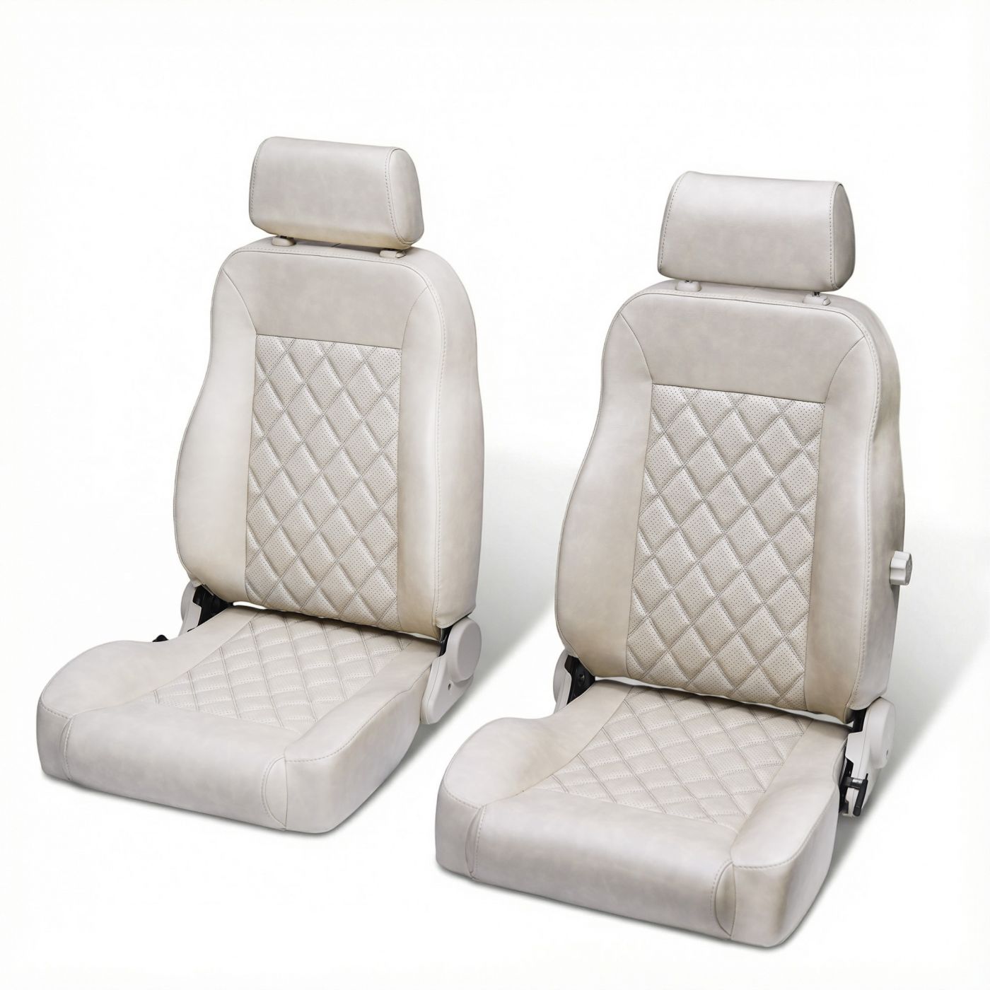 Caballo Front Bucket Seats | Parchment Diamond Stitch | 1965–70 Ford Mustang