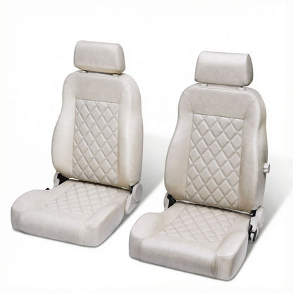 Caballo Front Bucket Seats | Parchment Diamond Stitch | 1965–70 Ford Mustang