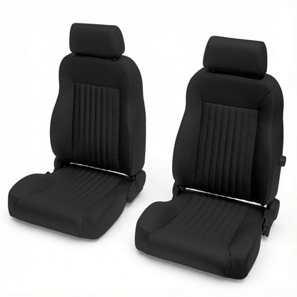 Caballo Front Bucket Seats | Black Vertical Pleats | 1965–70 Ford Mustang