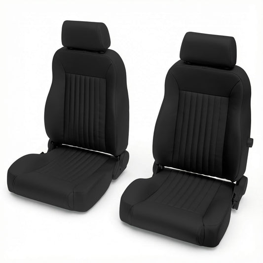Caballo Front Bucket Seats | Black Vertical Pleats | 1965–70 Ford Mustang