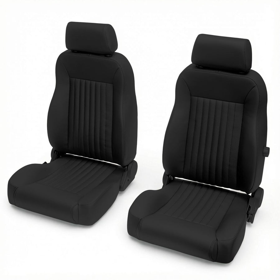 Caballo Front Bucket Seats | Black Vertical Pleats | 1965–70 Ford Mustang