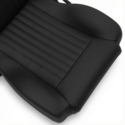 Caballo Front Bucket Seats | Black Vertical Pleats | 1965–70 Ford Mustang