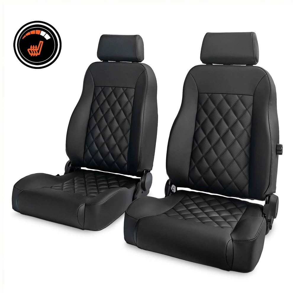Caballo Front Bucket Seats | Black Diamond Stitch | 1965–70 Ford Mustang