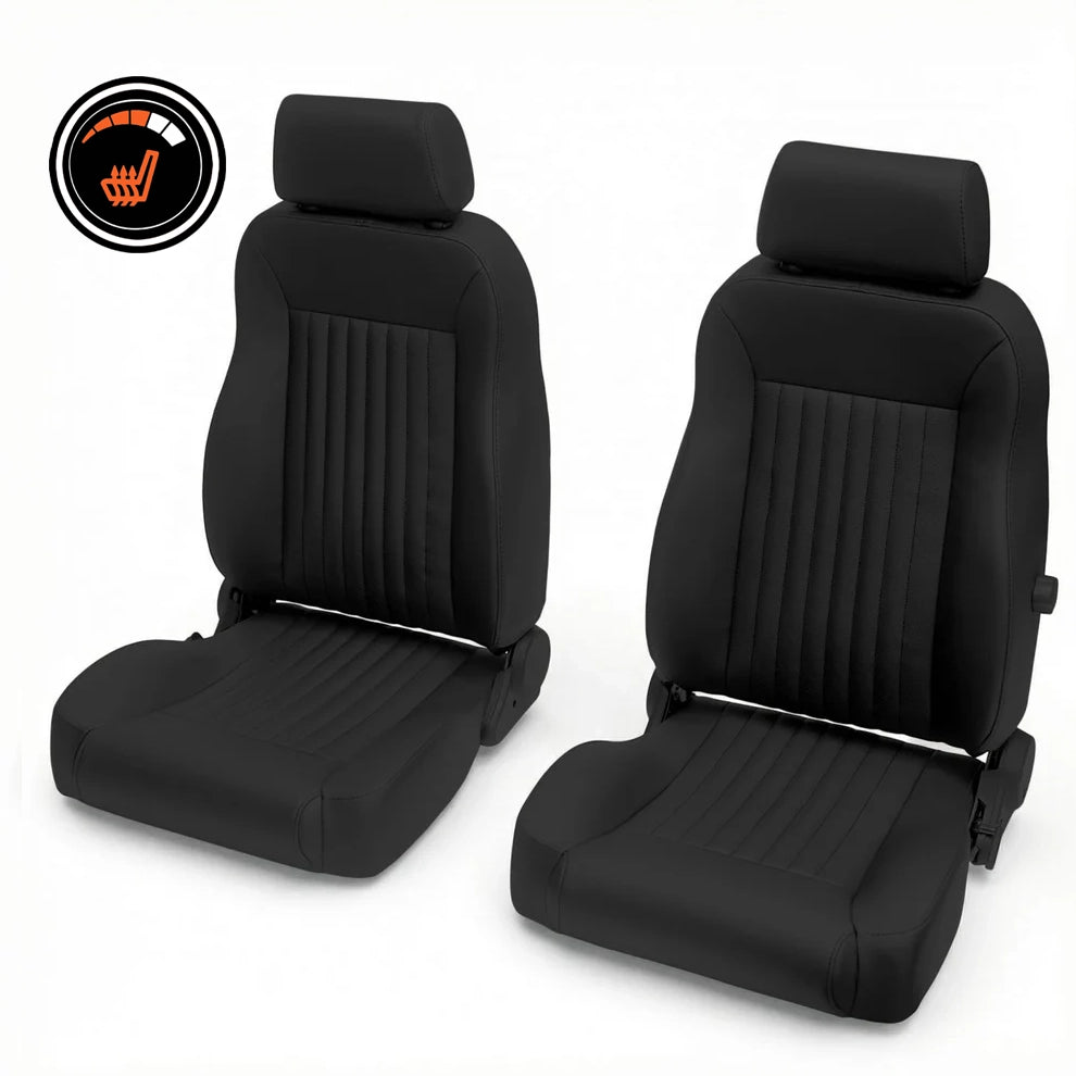 Caballo Front Bucket Seats | Black Vertical Pleats | 1965–70 Ford Mustang