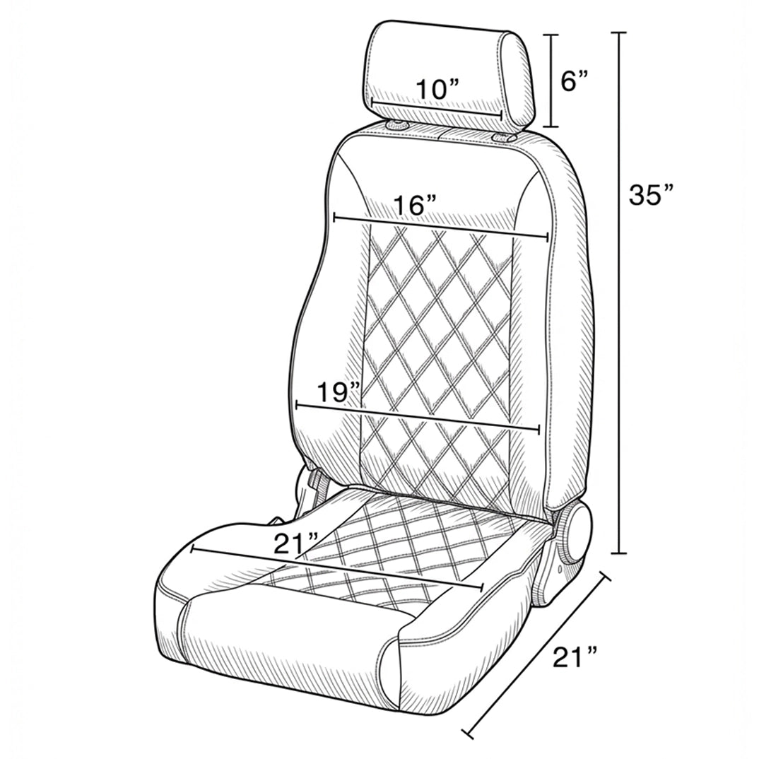 Caballo Front Bucket Seats | Black Diamond Stitch | 1965–70 Ford Mustang