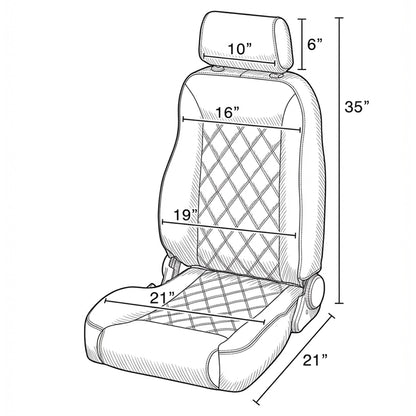 Caballo Front Bucket Seats | Black Diamond Stitch | 1965–70 Ford Mustang