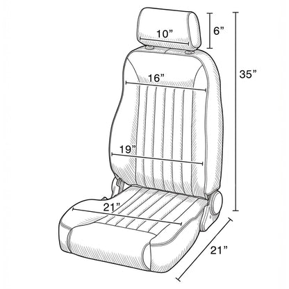 Caballo Front Bucket Seats | Black Vertical Pleats | 1965–70 Ford Mustang