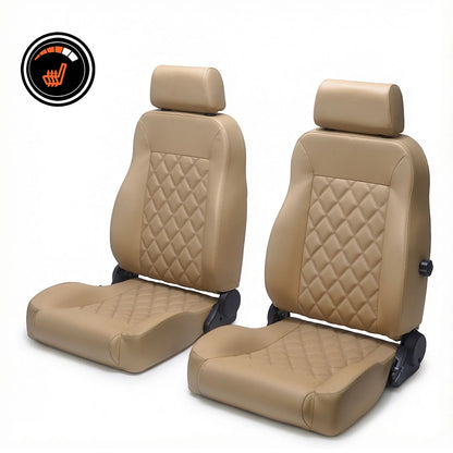 Caballo Front Bucket Seats | Cashew Diamond Stitch | 1965–70 Ford Mustang