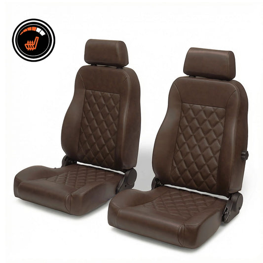 Caballo Front Bucket Seats | Espresso Diamond Stitch | 1965–70 Mustang